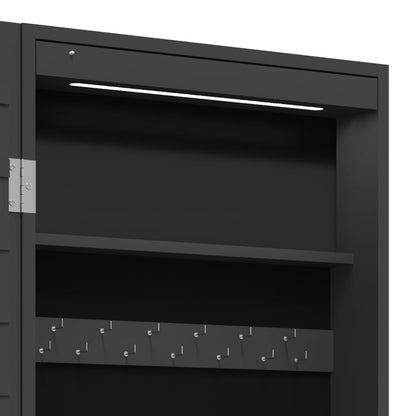 Spiegel-Schmuckschrank mit LED-Beleuchtung Wandmontage Schwarz