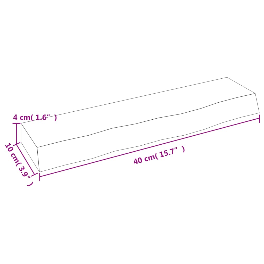 Wandregal 40x10x4 cm Massivholz Eiche Unbehandelt