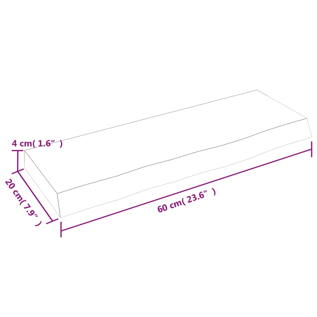 Wandregal 60x20x4 cm Massivholz Eiche Unbehandelt