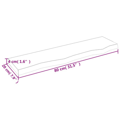 Wandregal 80x20x4 cm Massivholz Eiche Unbehandelt