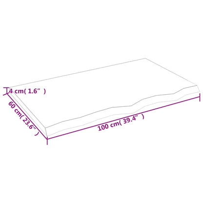 Wandregal 100x60x(2-4) cm Massivholz Eiche Unbehandelt