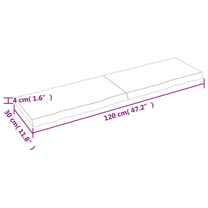 Wandregal 120x30x(2-4) cm Massivholz Eiche Unbehandelt