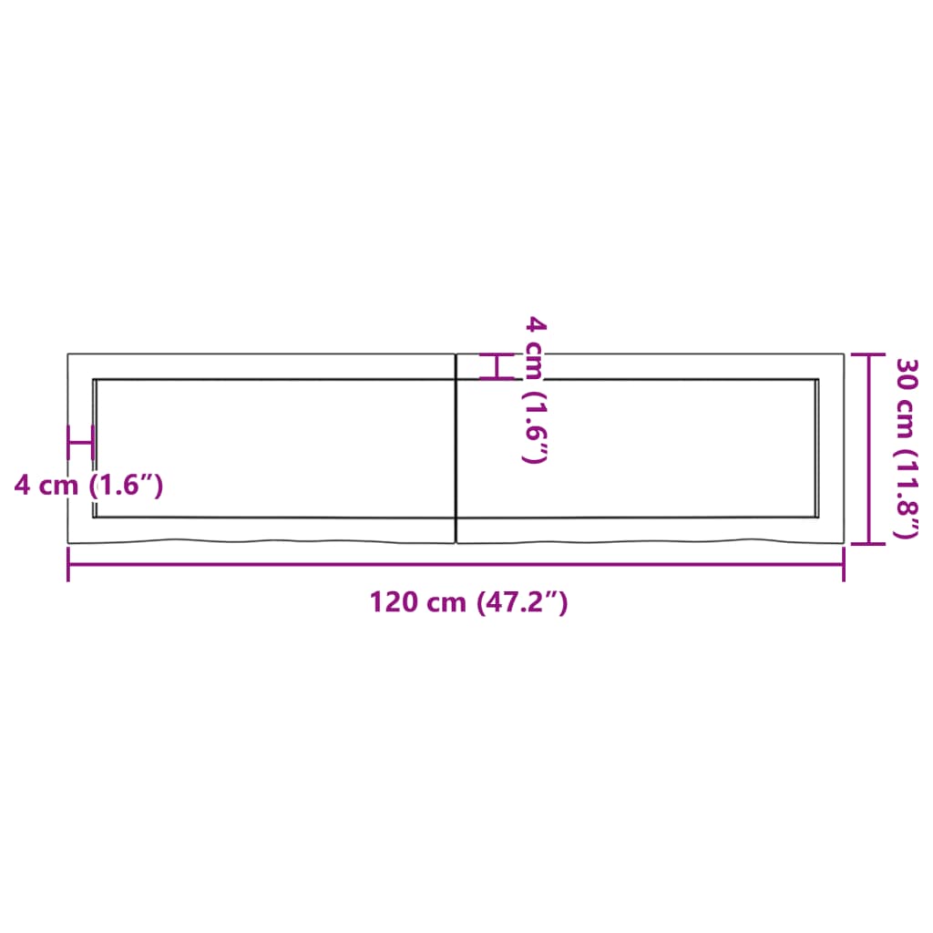 Wandregal 120x30x(2-4) cm Massivholz Eiche Unbehandelt