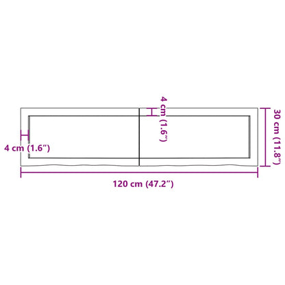 Wandregal 120x30x(2-4) cm Massivholz Eiche Unbehandelt