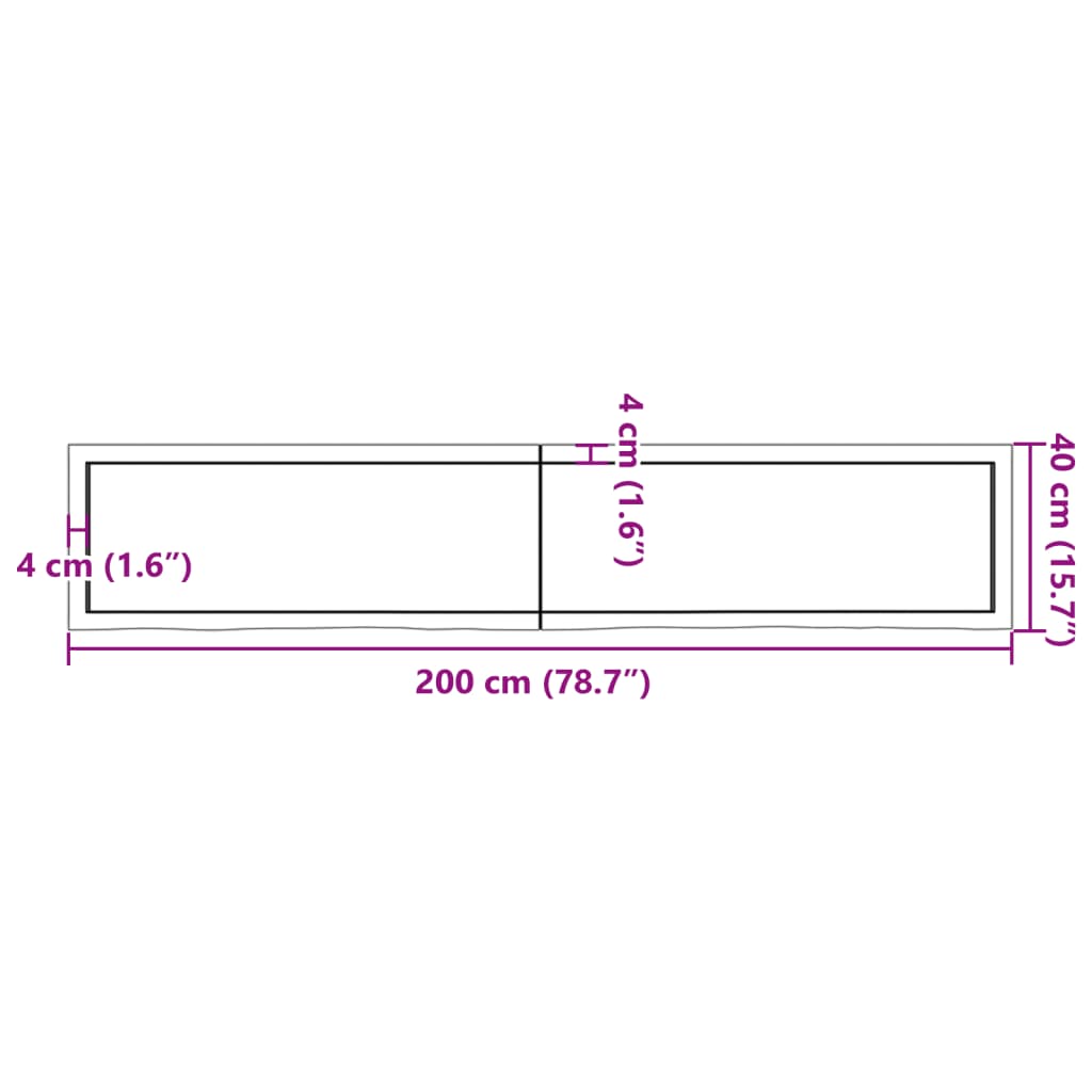 Wandregal 200x40x(2-6) cm Massivholz Eiche Unbehandelt