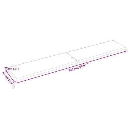 Wandregal 220x40x(2-4) cm Massivholz Eiche Unbehandelt