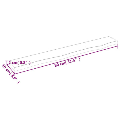 Wandregal Hellbraun 80x10x2 cm Massivholz Eiche Behandelt