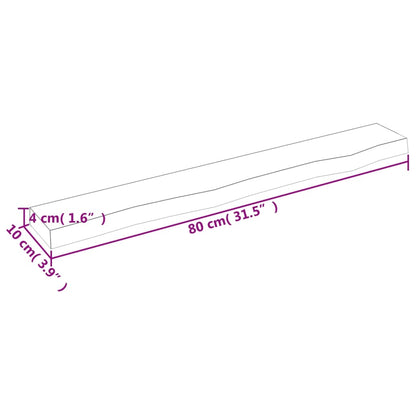 Wandregal Hellbraun 80x10x4 cm Massivholz Eiche Behandelt