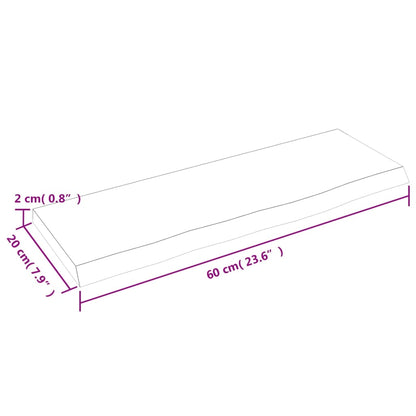 Wandregal Dunkelbraun 60x20x2 cm Massivholz Eiche Behandelt