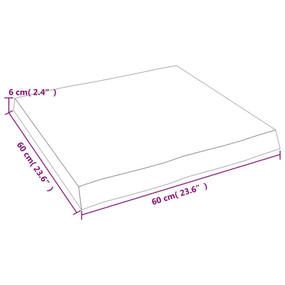 Tischplatte 60x60x(2-6) cm Massivholz Unbehandelt Baumkante