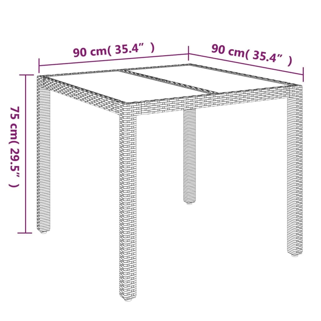 3-tlg. Garten-Essgruppe mit Kissen Schwarz Poly Rattan