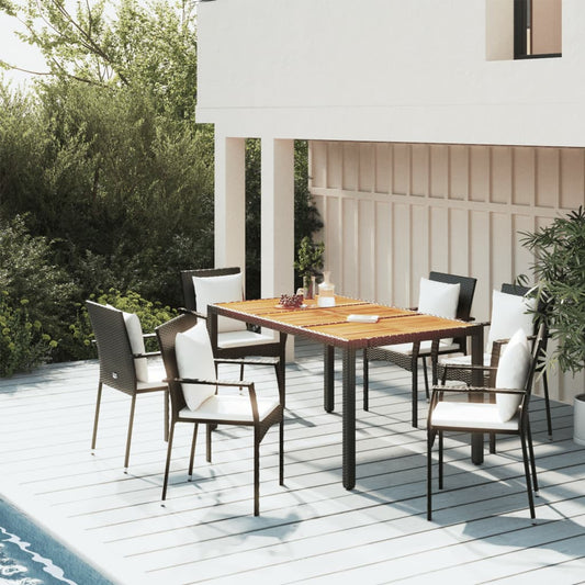 5-tlg. Garten-Essgruppe mit Kissen Schwarz Poly Rattan