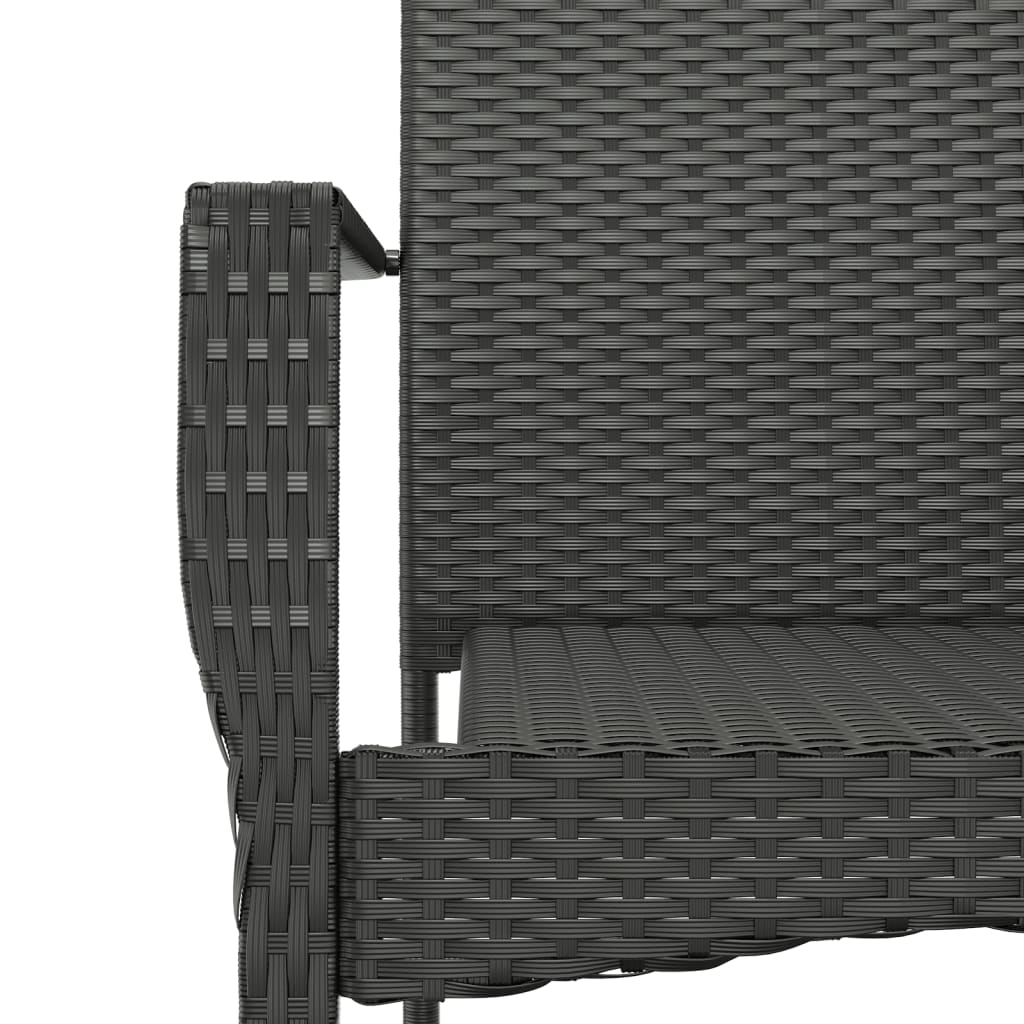 3-tlg. Garten-Essgruppe mit Kissen Schwarz Poly Rattan