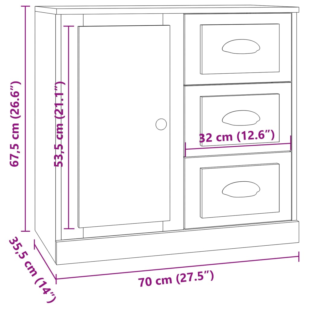 Sideboards 3 Stk. Betongrau Holzwerkstoff