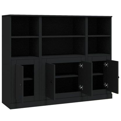 Highboards 3 Stk. Schwarz Holzwerkstoff