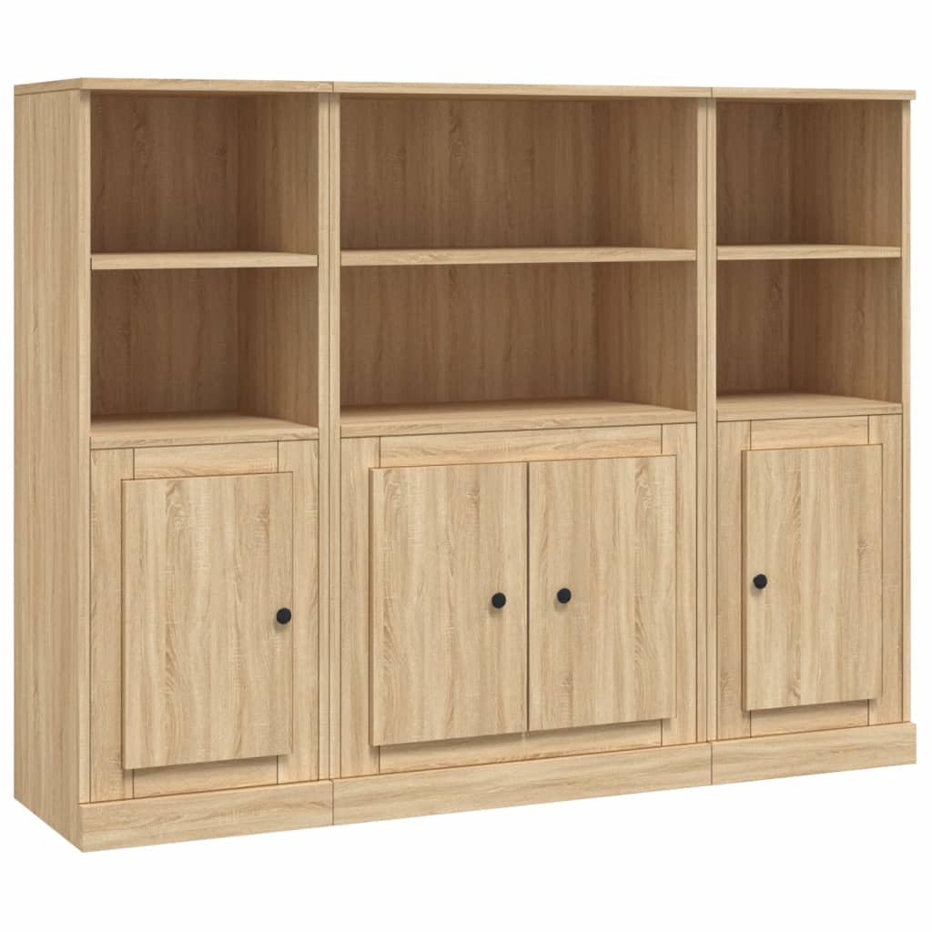 Highboards 3 Stk. Sonoma-Eiche Holzwerkstoff