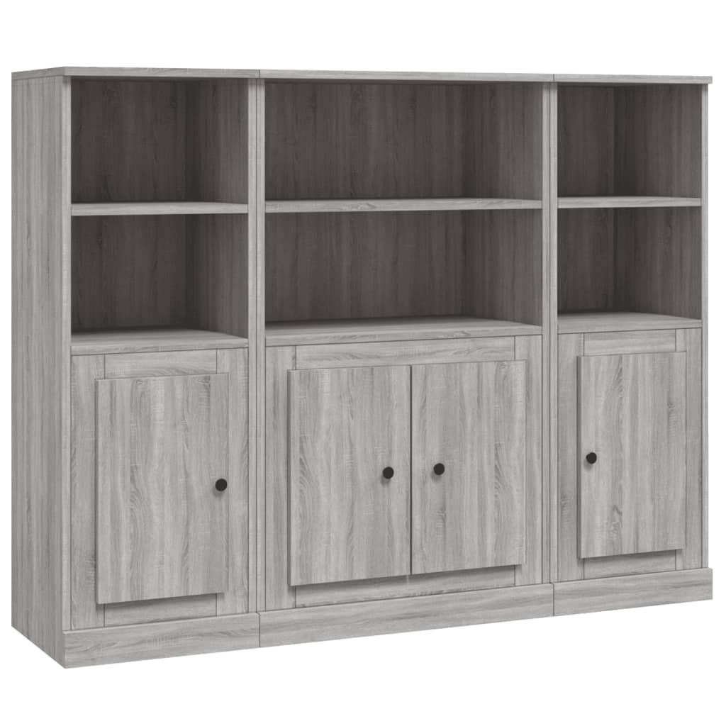 Highboards 3 Stk. Grau Sonoma Holzwerkstoff