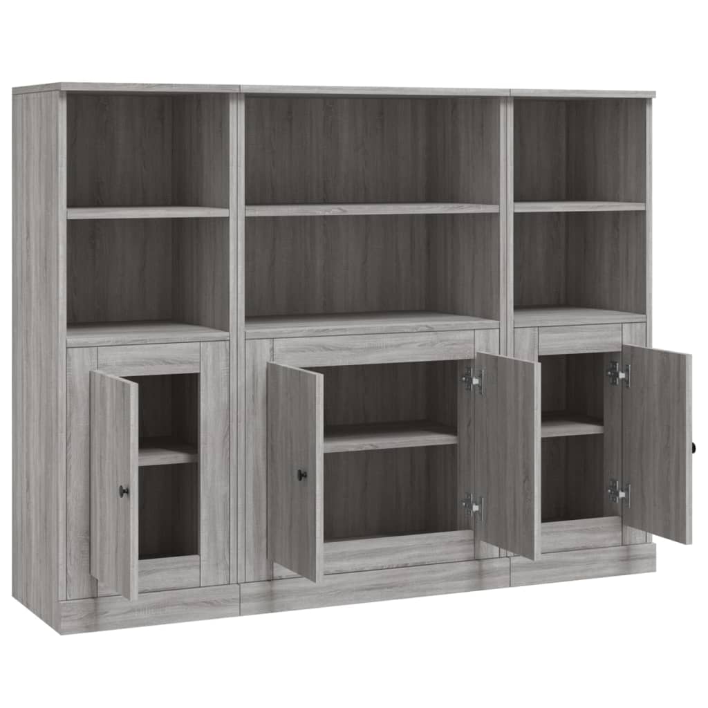 Highboards 3 Stk. Grau Sonoma Holzwerkstoff