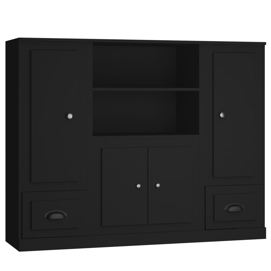 Highboards 3 Stk. Schwarz Holzwerkstoff