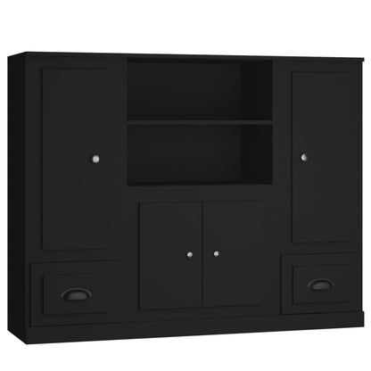 Highboards 3 Stk. Schwarz Holzwerkstoff