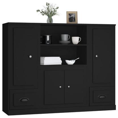 Highboards 3 Stk. Schwarz Holzwerkstoff