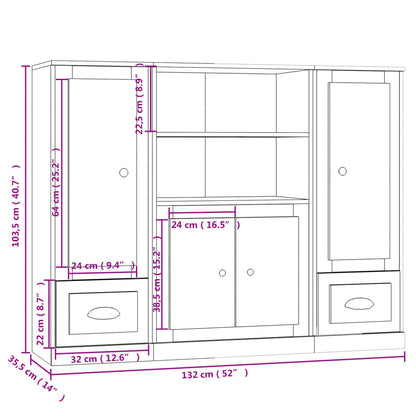 Highboards 3 Stk. Schwarz Holzwerkstoff