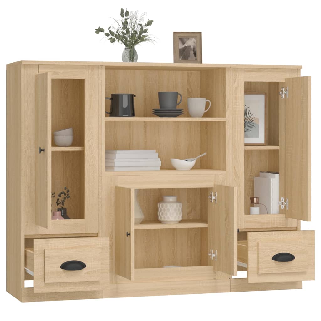 Highboards 3 Stk. Sonoma-Eiche Holzwerkstoff