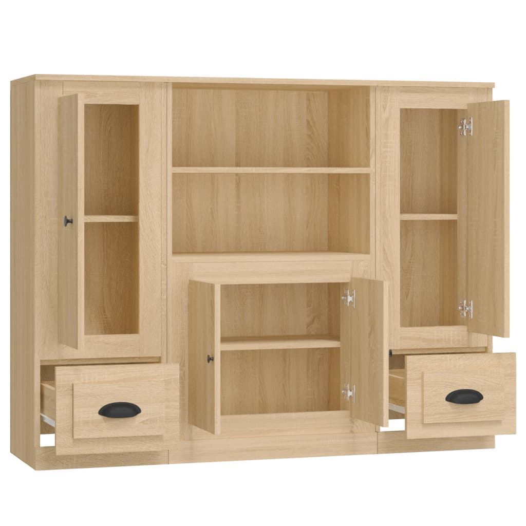 Highboards 3 Stk. Sonoma-Eiche Holzwerkstoff