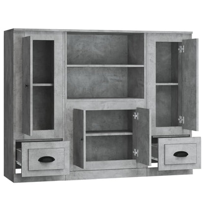 Highboards 3 Stk. Betongrau Holzwerkstoff