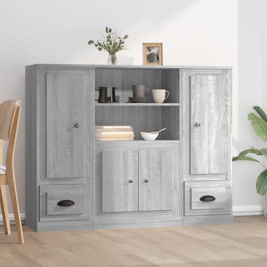 Highboards 3 Stk. Grau Sonoma Holzwerkstoff