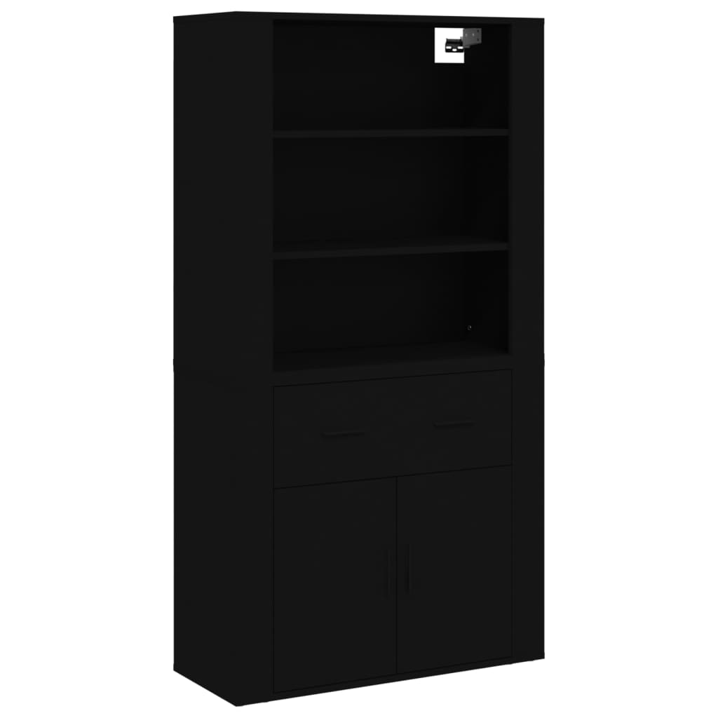 Highboard Schwarz Holzwerkstoff