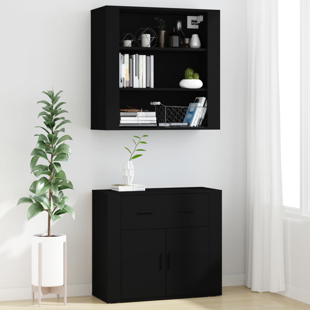 Highboard Schwarz Holzwerkstoff