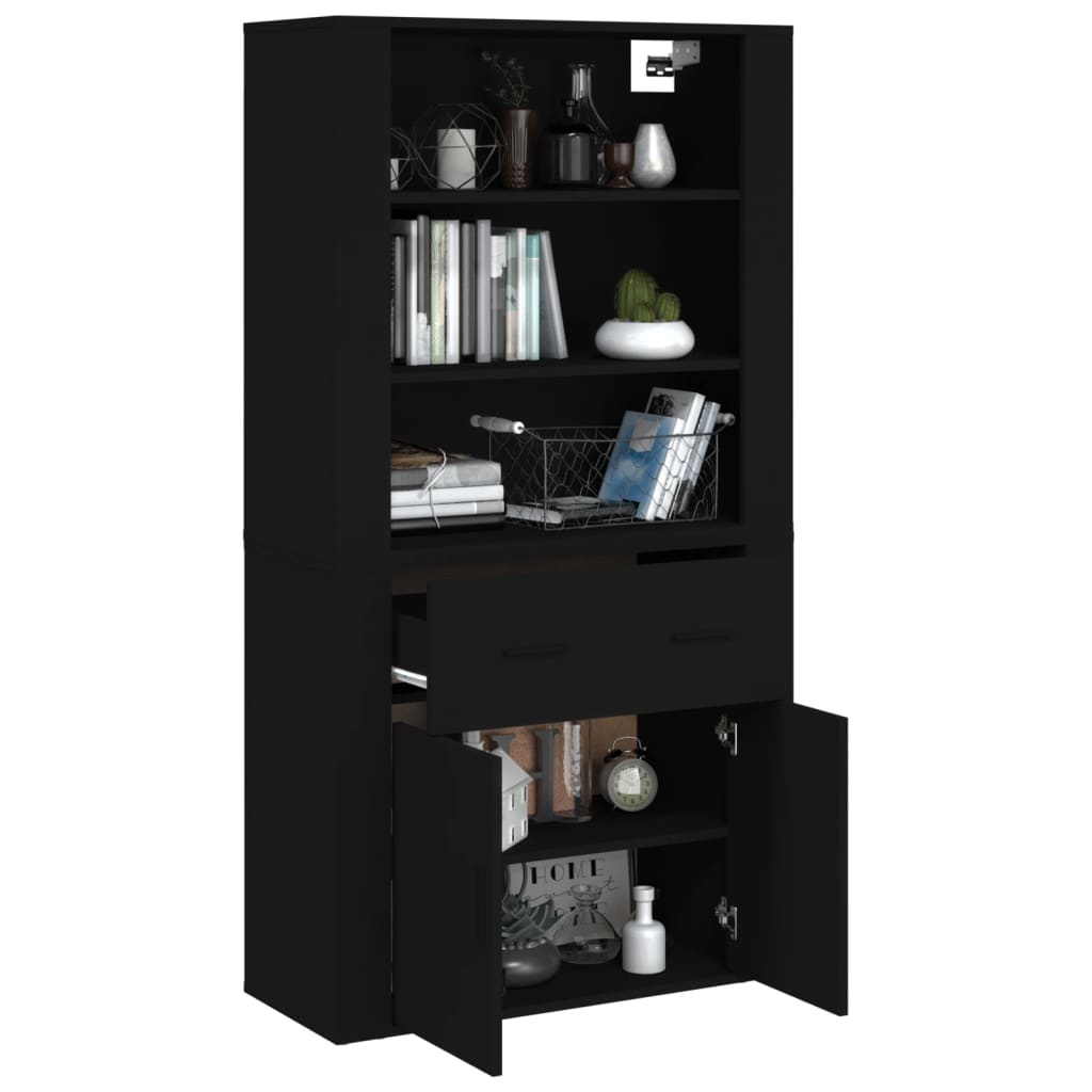 Highboard Schwarz Holzwerkstoff