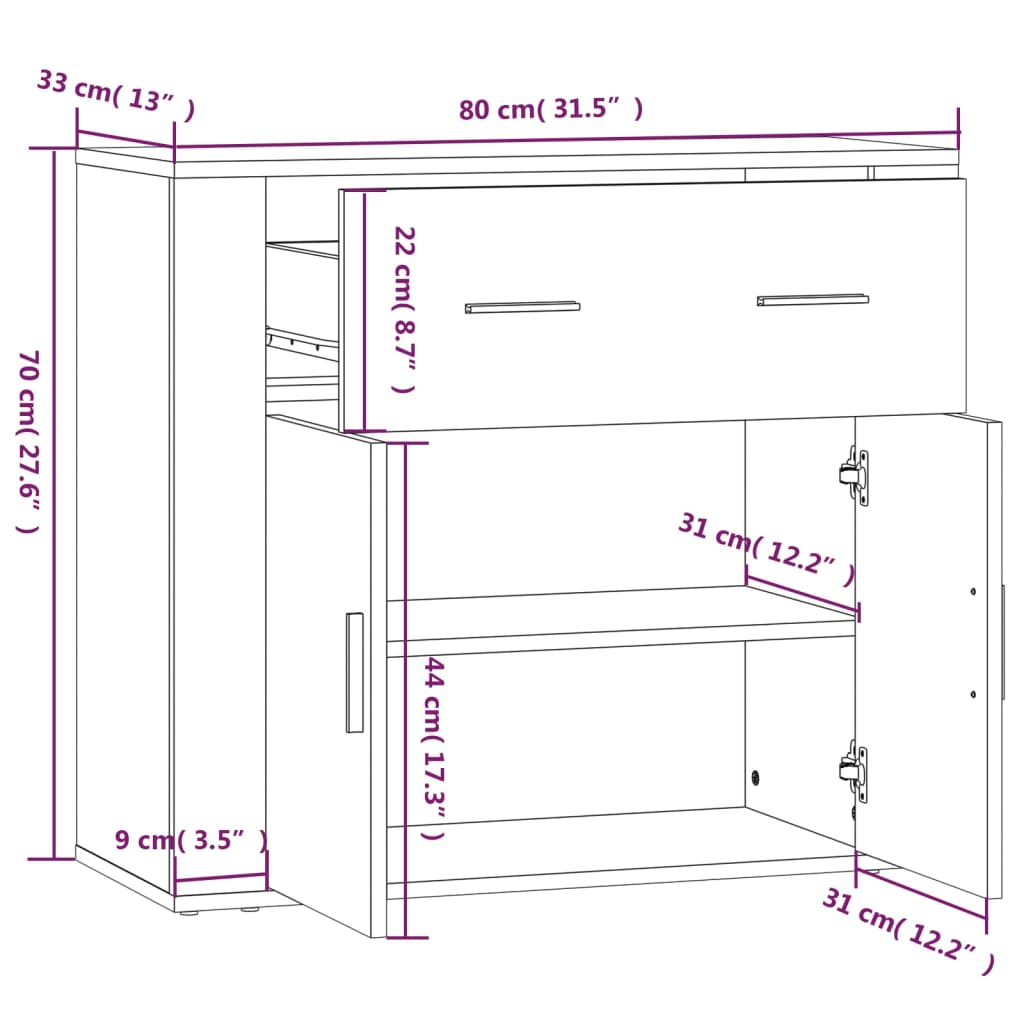 Highboard Schwarz Holzwerkstoff