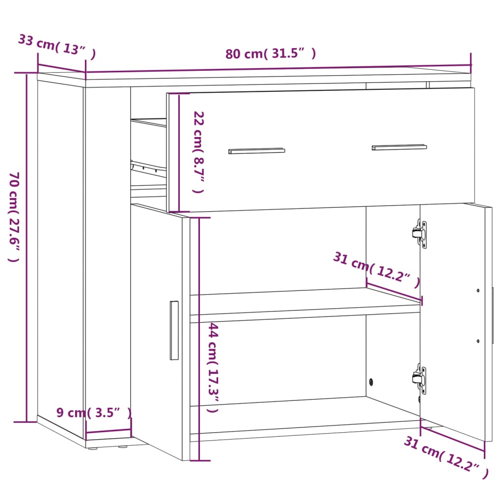 Highboard Räuchereiche Holzwerkstoff