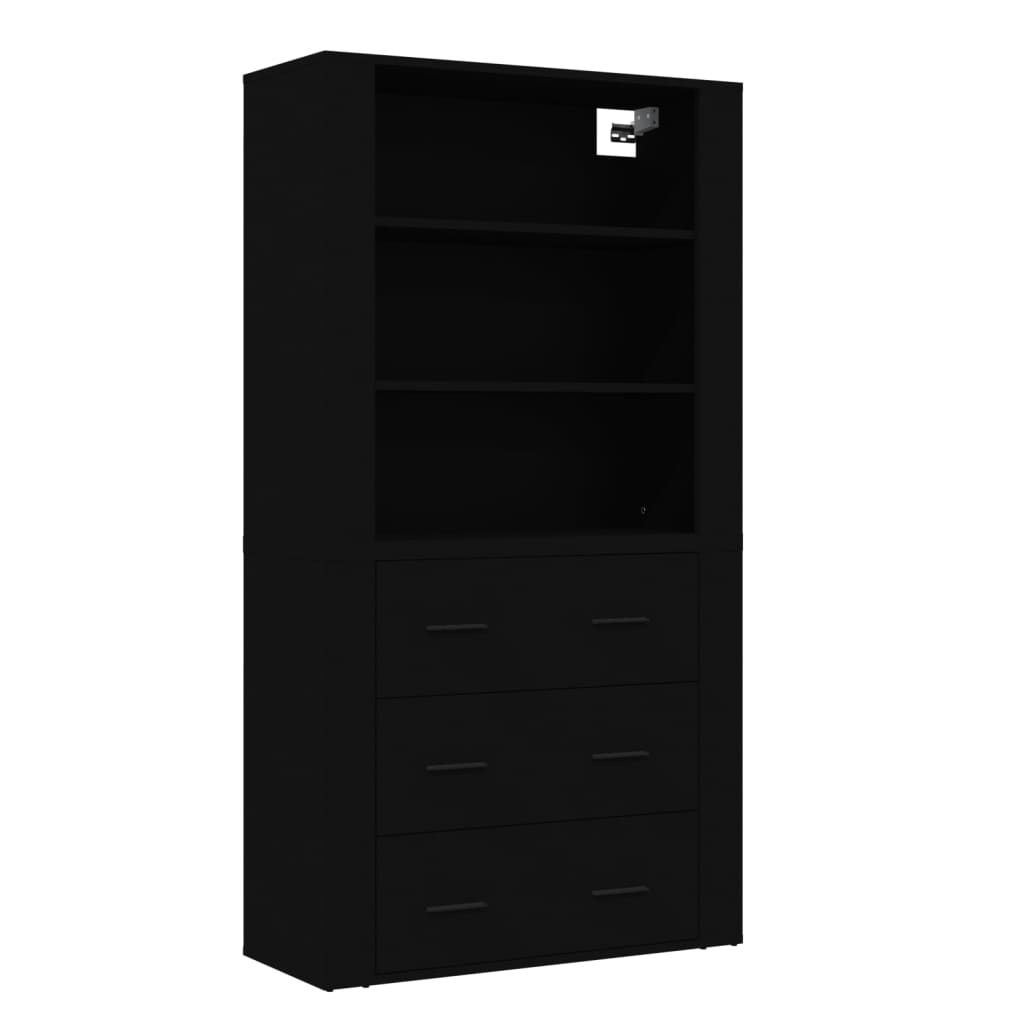 Highboard Schwarz Holzwerkstoff