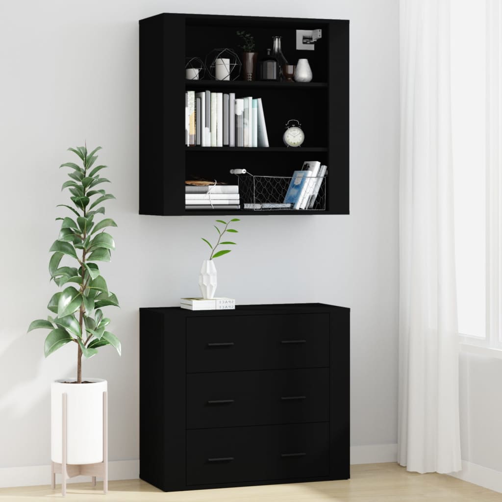 Highboard Schwarz Holzwerkstoff