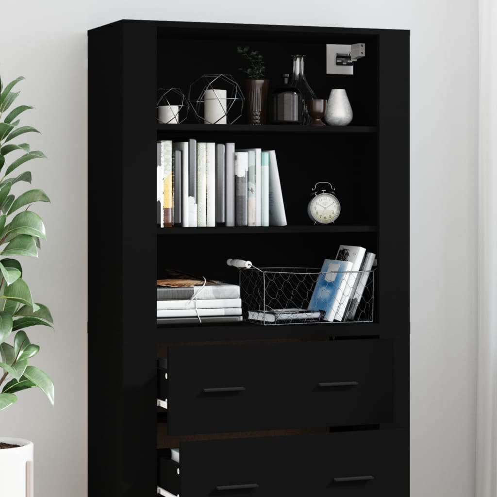 Highboard Schwarz Holzwerkstoff