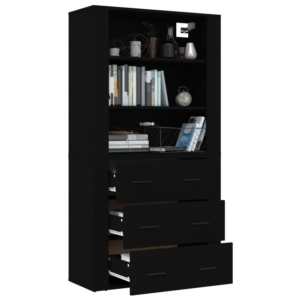 Highboard Schwarz Holzwerkstoff