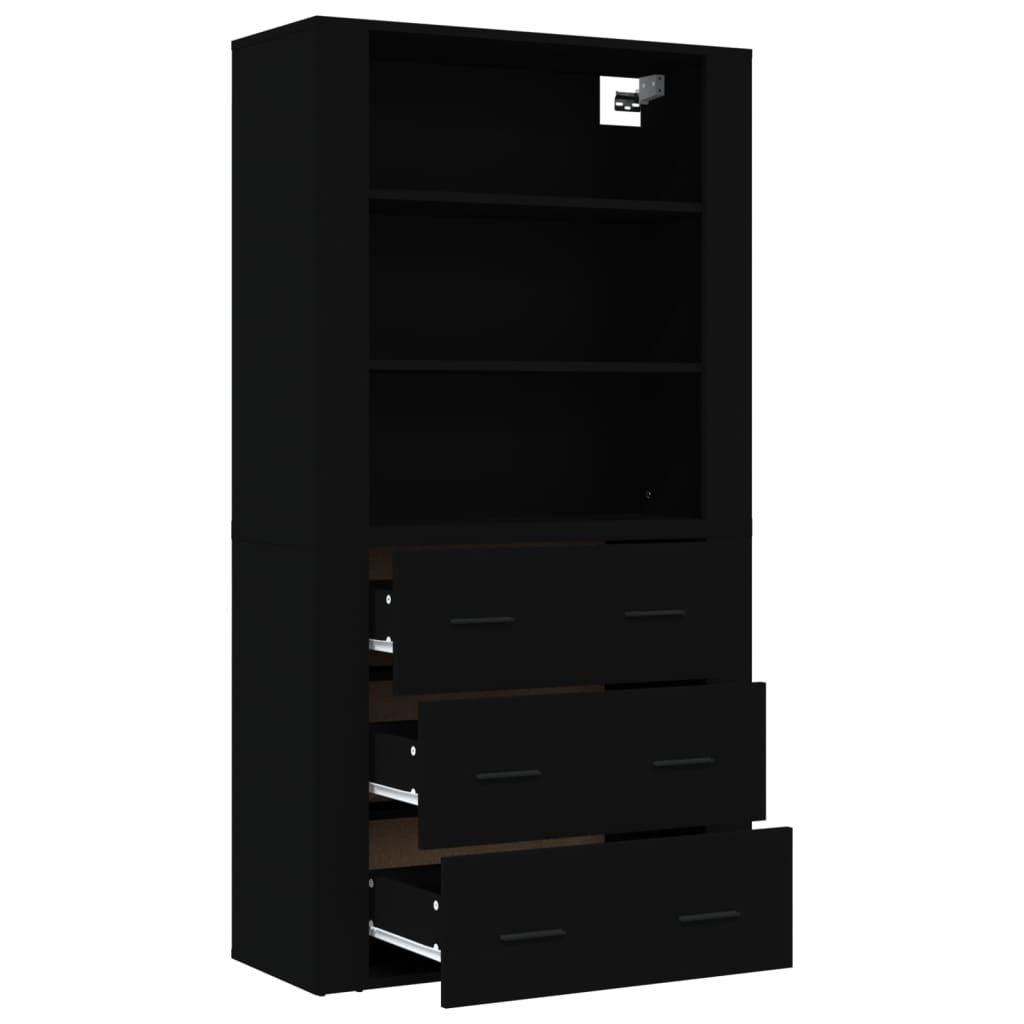 Highboard Schwarz Holzwerkstoff