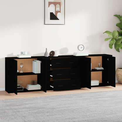 Sideboards 3 Stk. Schwarz Holzwerkstoff