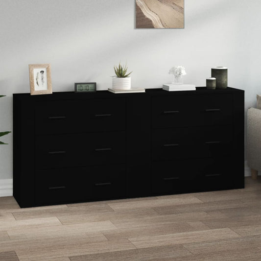 Sideboards 2 Stk. Schwarz Holzwerkstoff