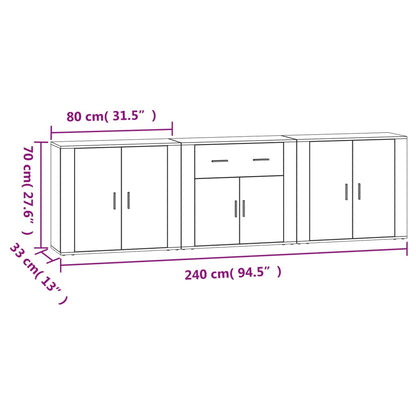 Sideboards 3 Stk. Schwarz Holzwerkstoff