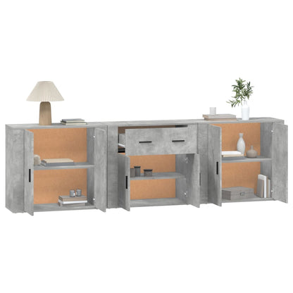 Sideboards 3 Stk. Betongrau Holzwerkstoff