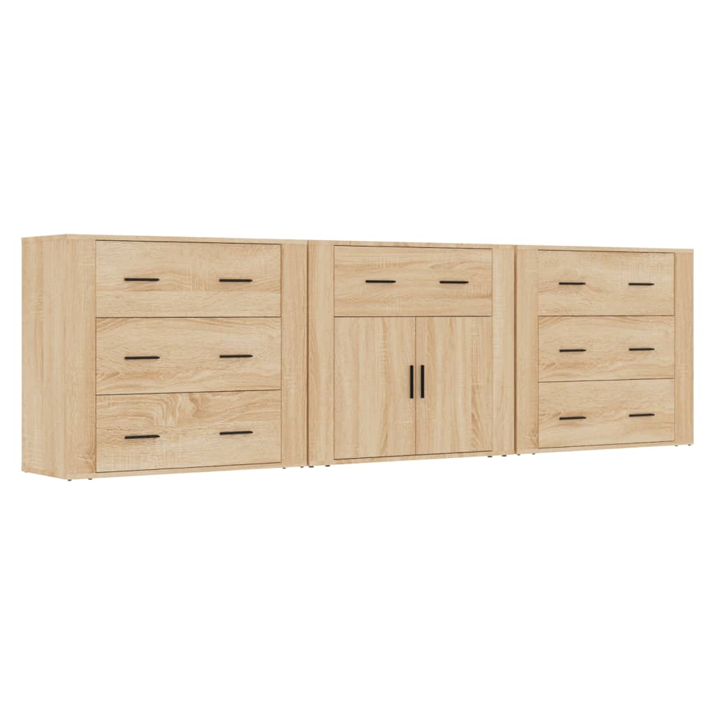 Sideboards 3 Stk. Sonoma-Eiche Holzwerkstoff