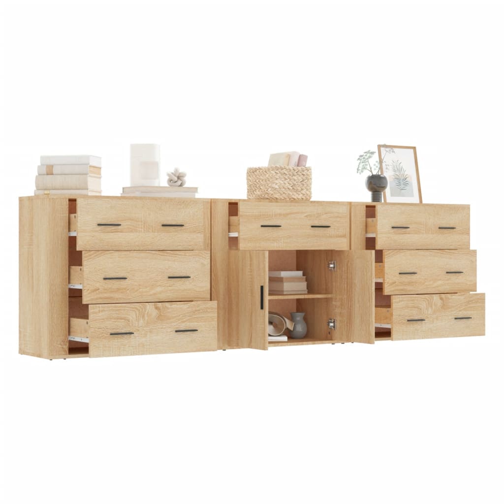 Sideboards 3 Stk. Sonoma-Eiche Holzwerkstoff