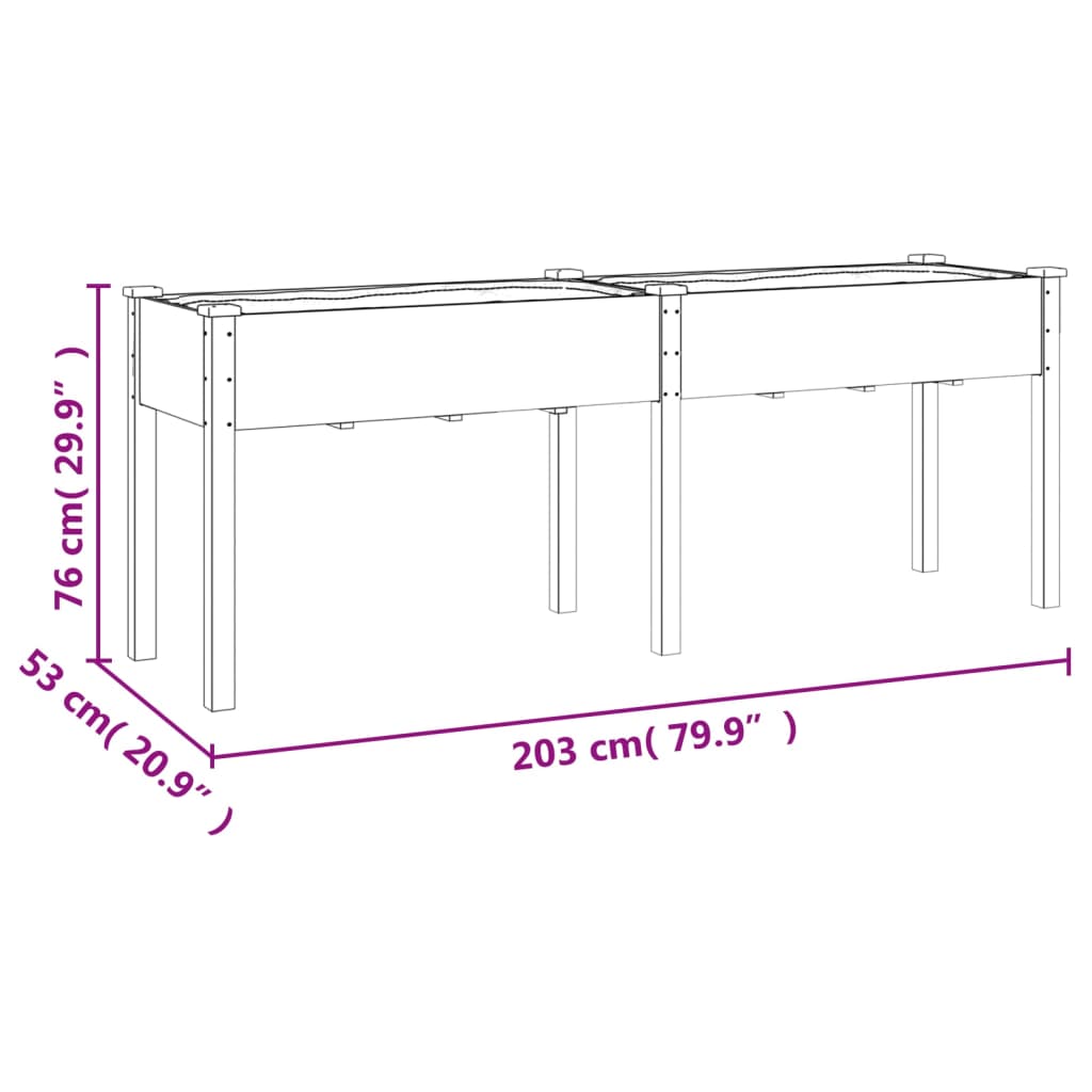 Pflanzkübel mit Einsatz Grau 203x53x76 cm Massivholz Tanne