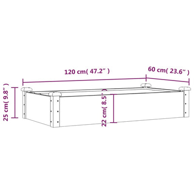 Hochbeet mit Einsatz Grau 120x60x25 cm Massivholz Tanne