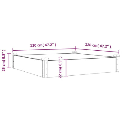 Hochbeet mit Einsatz Grau 120x120x25 cm Massivholz Tanne