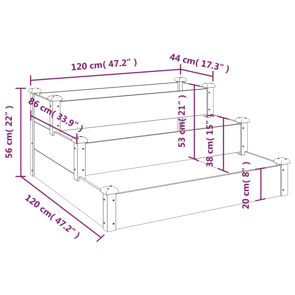 Hochbeet Braun 120x120x56 cm Massivholz Tanne